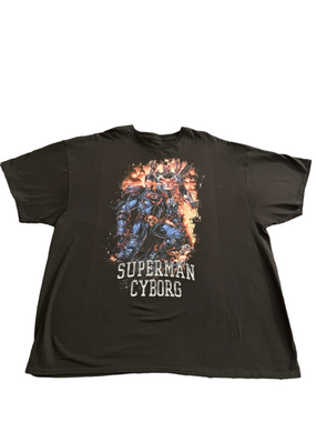 DC Superman Cyborg Superman Graphic T Shirt XXXL Black Comic Tee